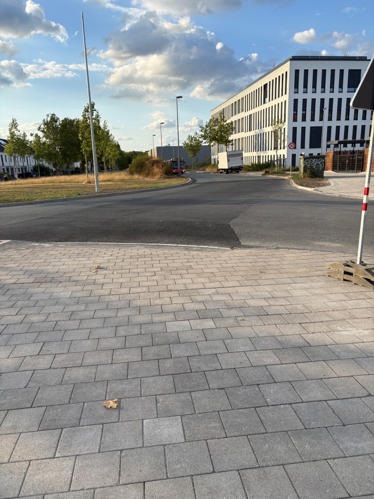 Die andere Richtung der Strasse die zum ungesicherten Übergang führt